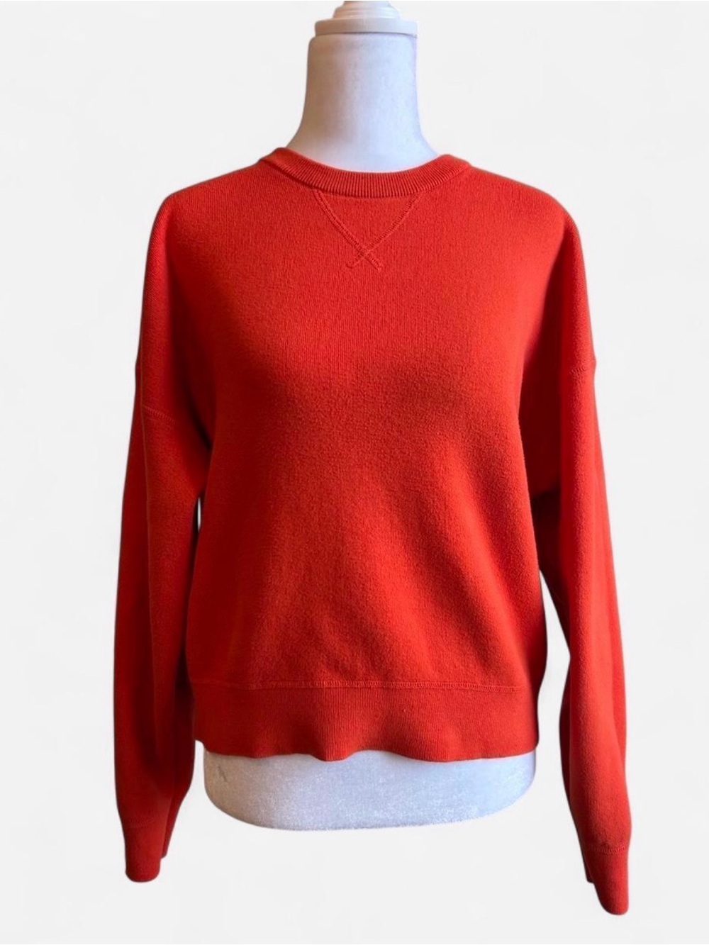 UNIQLO 100% Cotton Orange Minimalist Chic Crewneck Sweater Medium